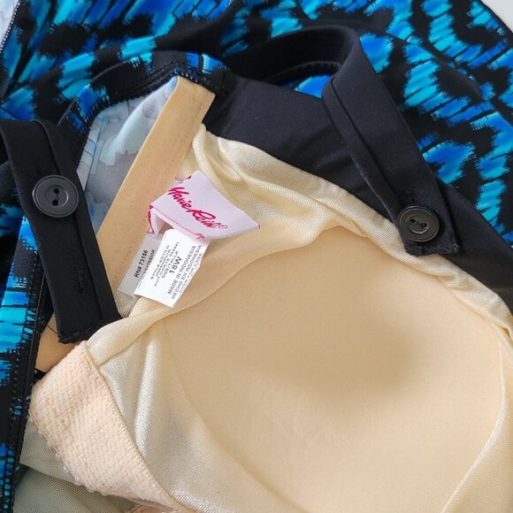 Rose Marie Reid One Piece Swimsuit 18W Women's Blue Detachable Straps Faux Skirt - Picture 5 of 5